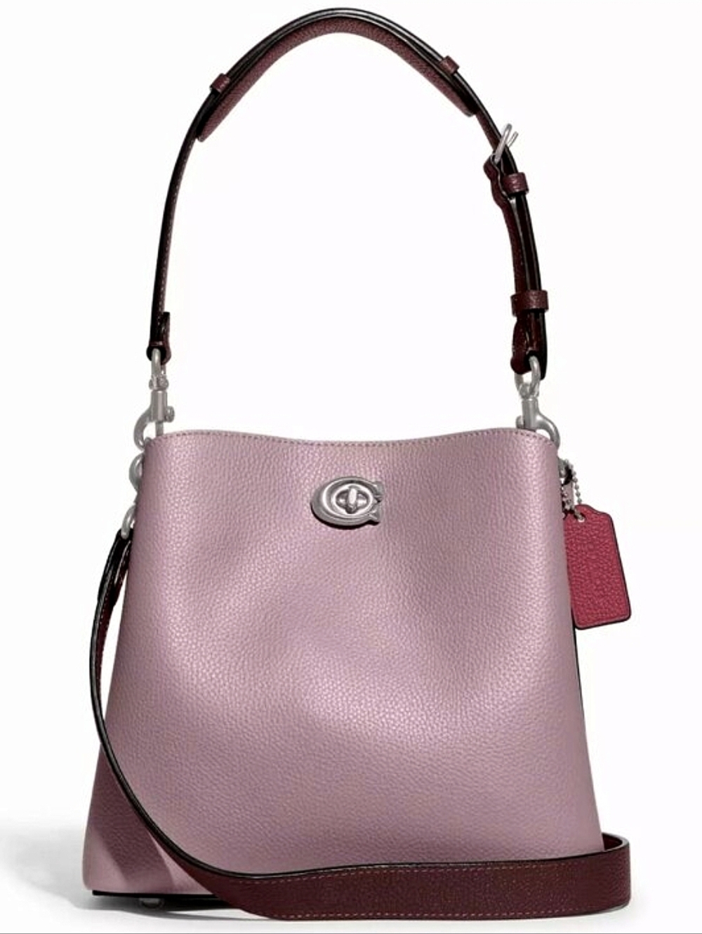 Coach Willow Bucket Shoulder Bag Colorblock Faded Purple Leather